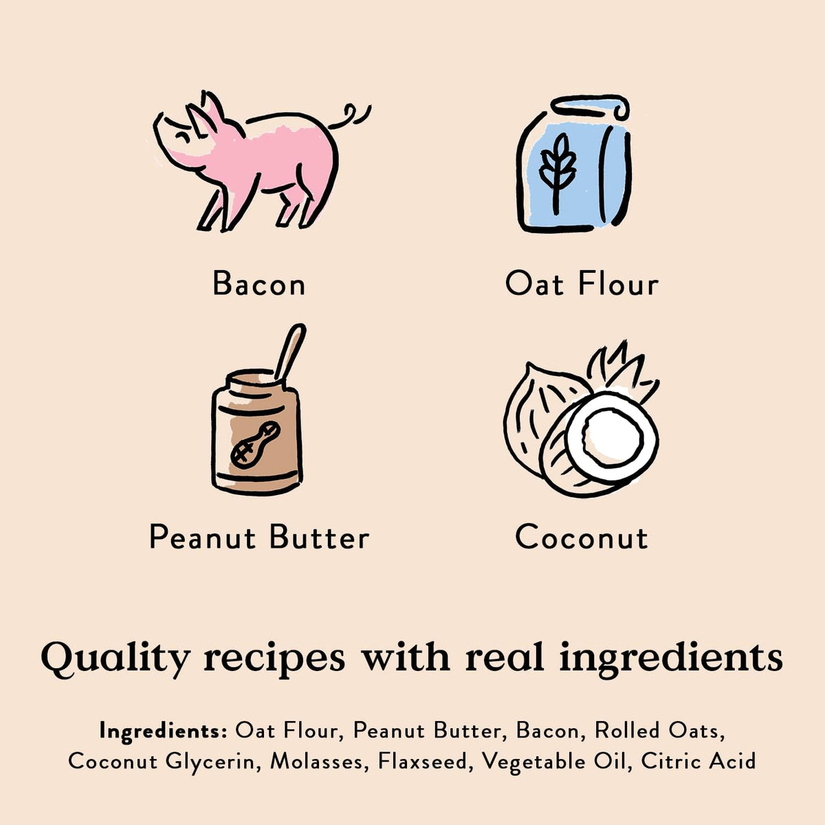 Bac'n Nutty PB & Bacon Soft & Chewy Treats 6oz ingredients list