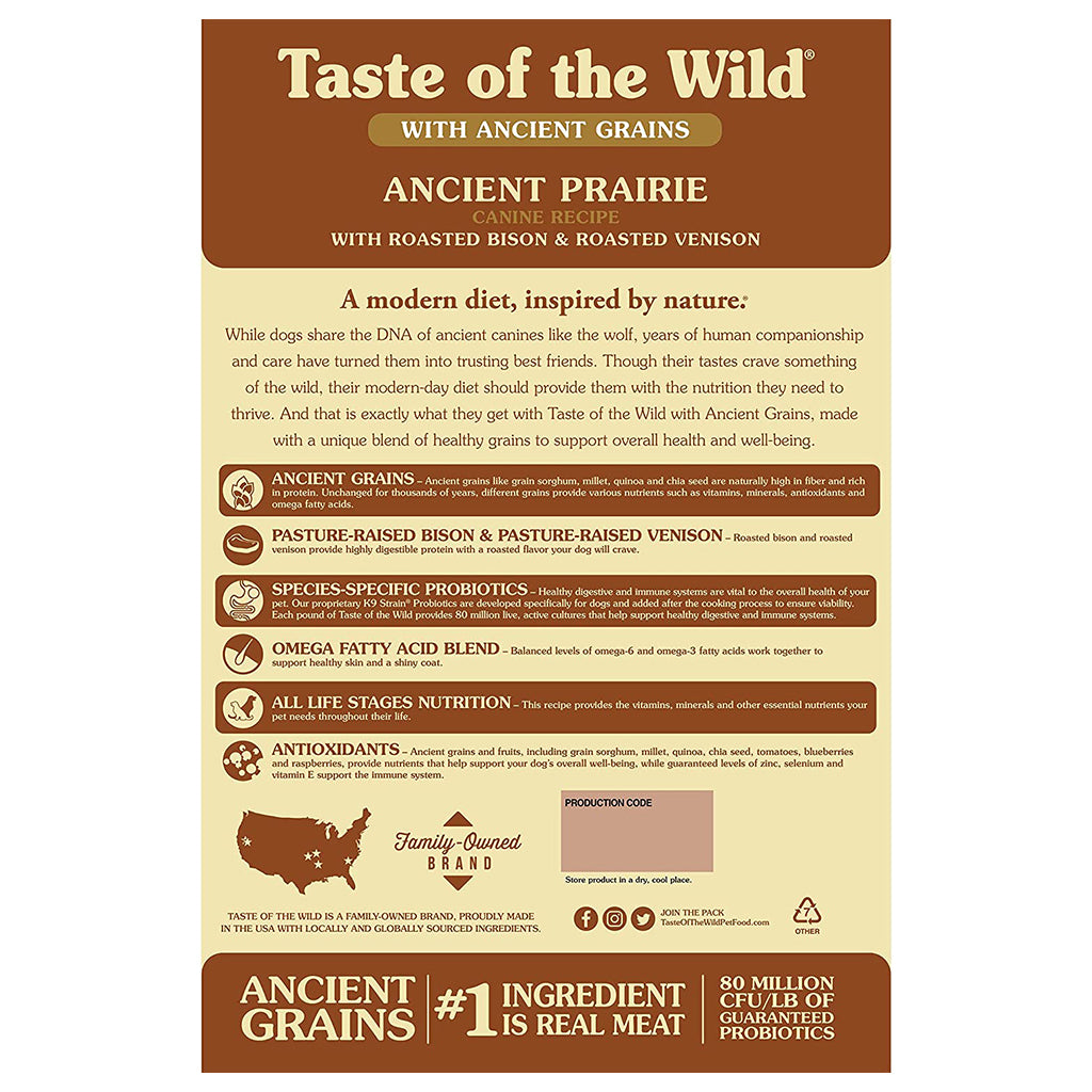Back of Ancient Prairie with Bison & Venison bag.