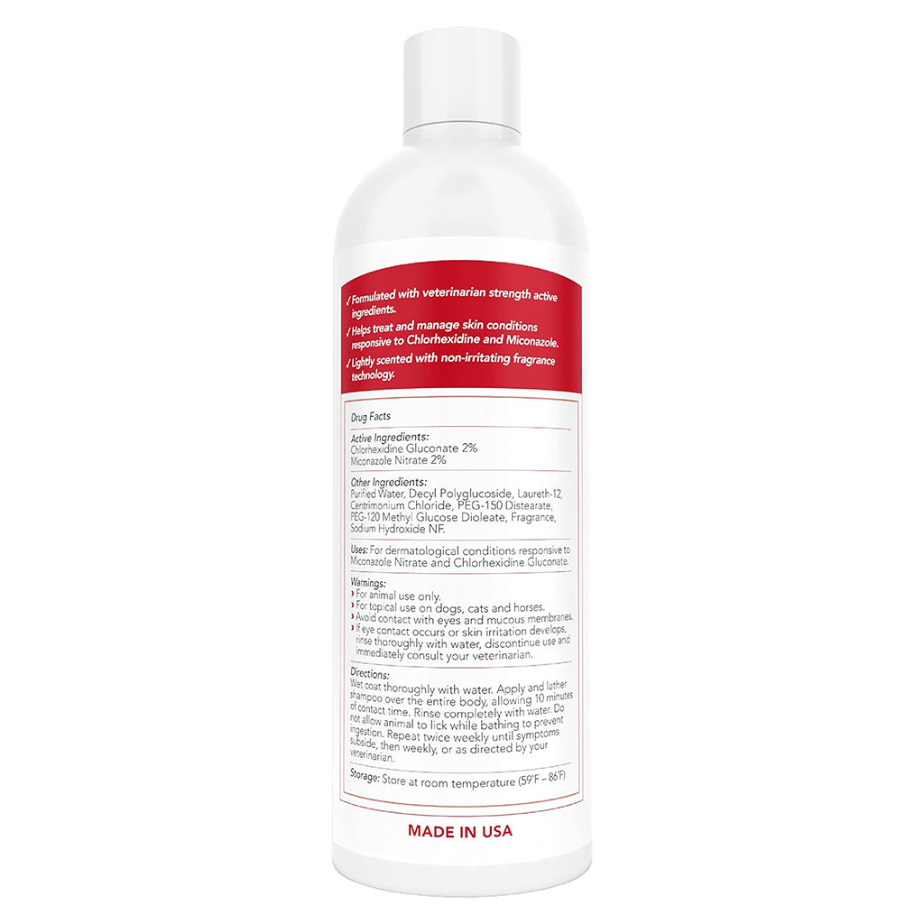 Medicated Antimicrobial Pet Shampoo 8oz back of bottle.