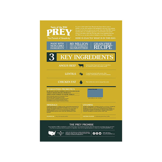 Back of Angus Beef Prey for Cats 6lb bag