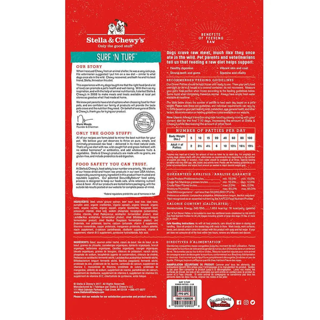 Frozen Raw Surf n' Turf 6lb back of bag