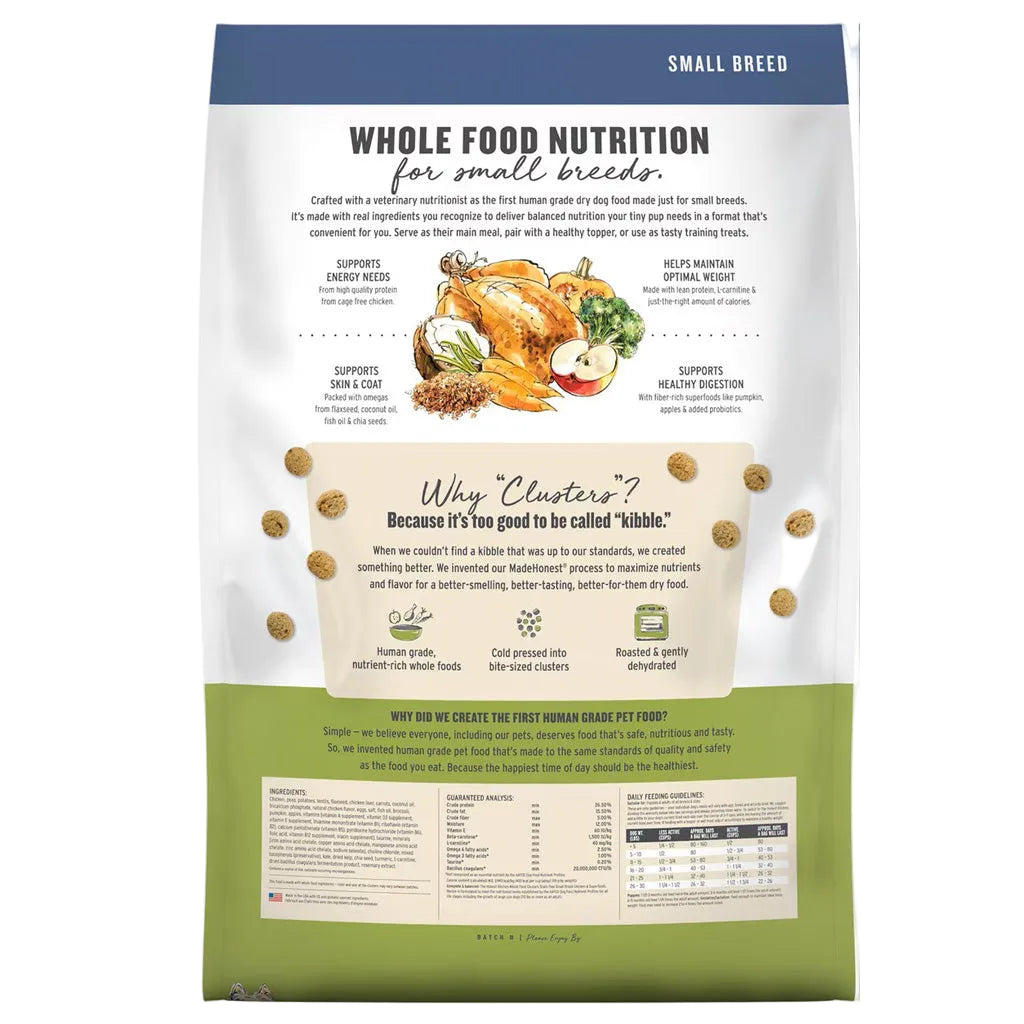The Honest Kitchen Whole Food Clusters small breed grain free chicken recipe back of bag
