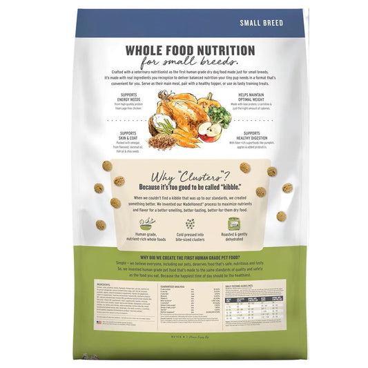 The Honest Kitchen Whole Food Clusters small breed grain free chicken recipe back of bag