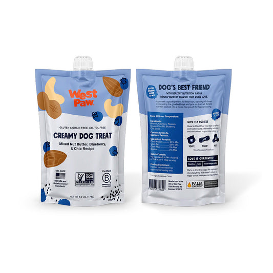 Mixed Nut Butter, Blueberry, & Chia Creamy Dog Treat