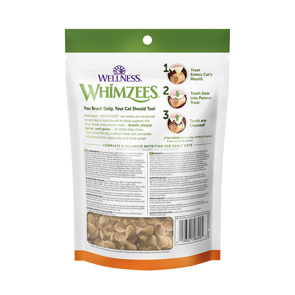 Natural Dental Treats Chicken Flavor for Cats 2oz back of bag