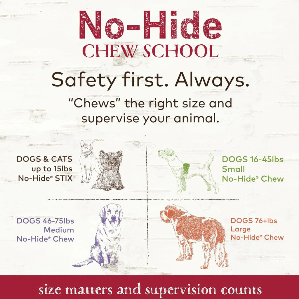 No-hide Beef Chew sizing guide