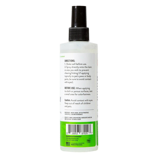 back of Anti-Chew Spray Sour Apple 8 fl oz bottle