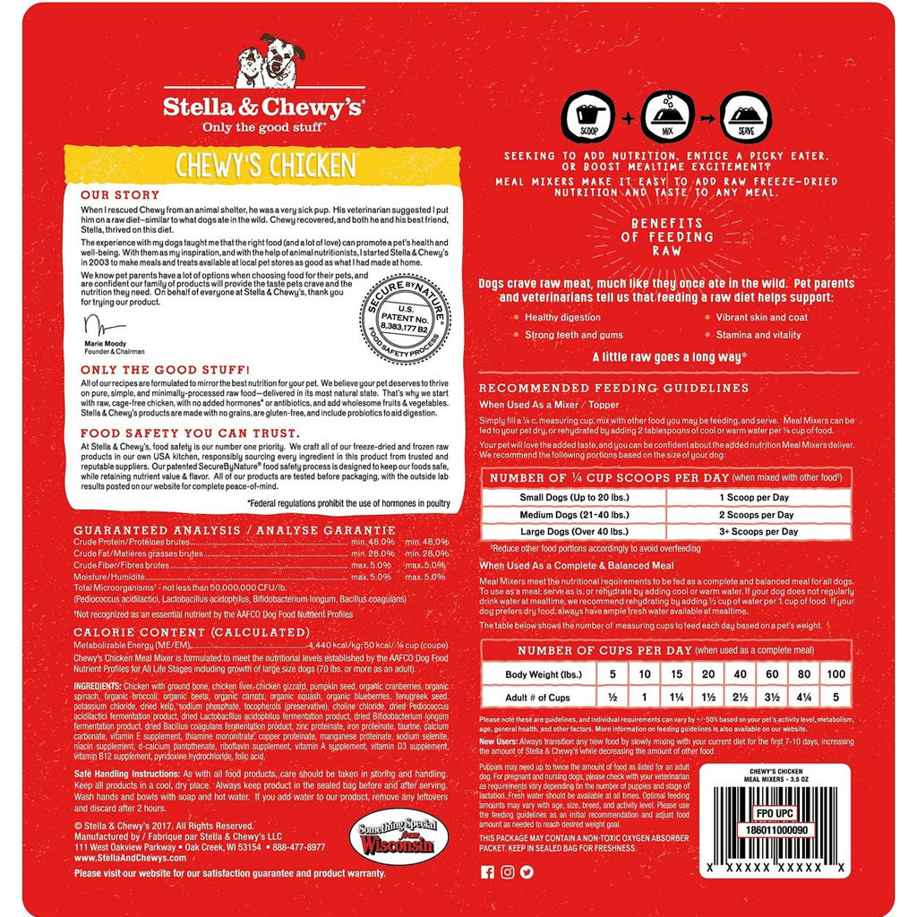 Chicken Meal Mixers 3.5oz back of bag