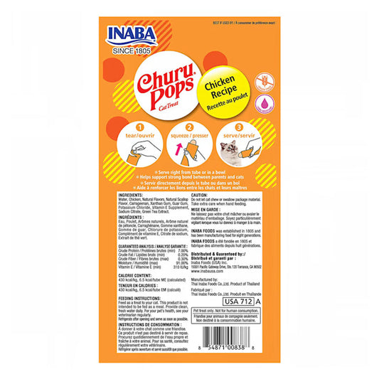 Churu Pops Chicken 4 Pack back of package.