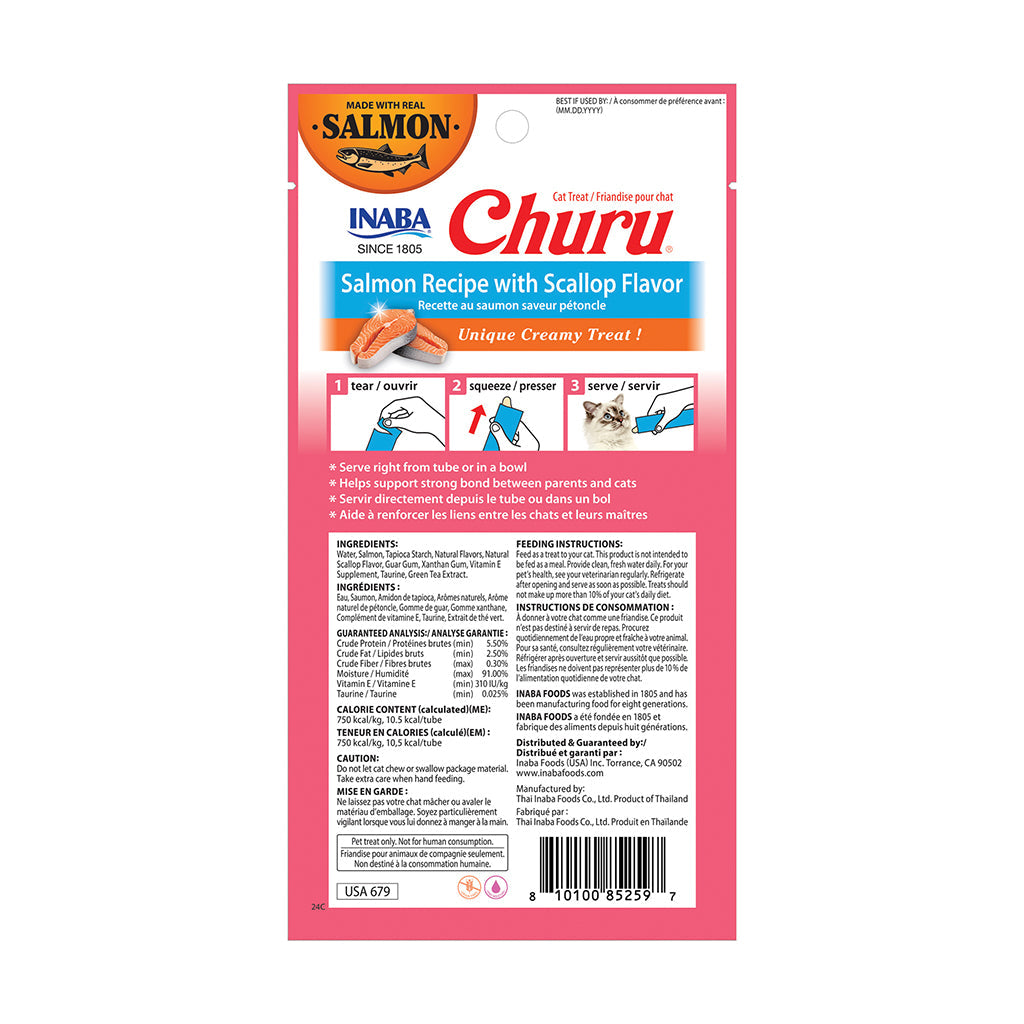 Churu Salmon with Scallop 4 Pack back of package.