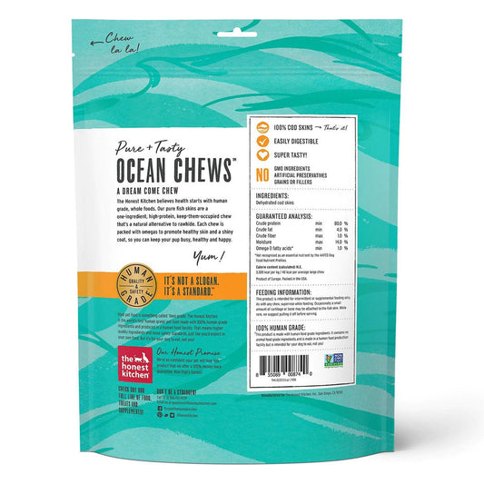 Ocean Chews Cod Fish Skin Beams back of bag