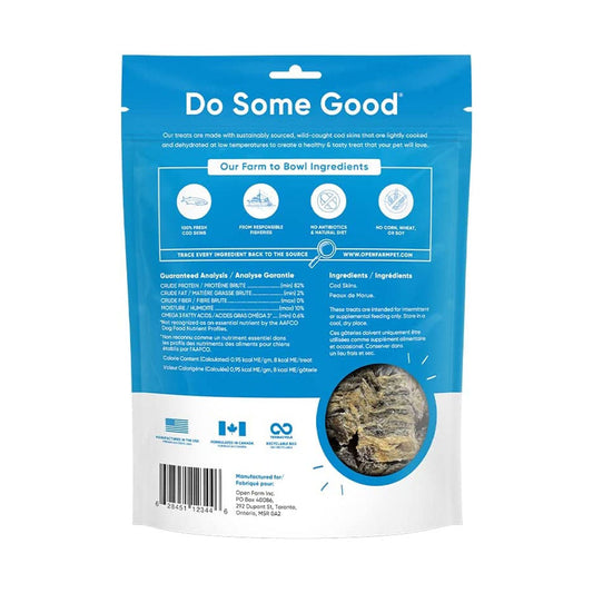 Dehydrated Cod Skin Treats 2.25oz back of bag.