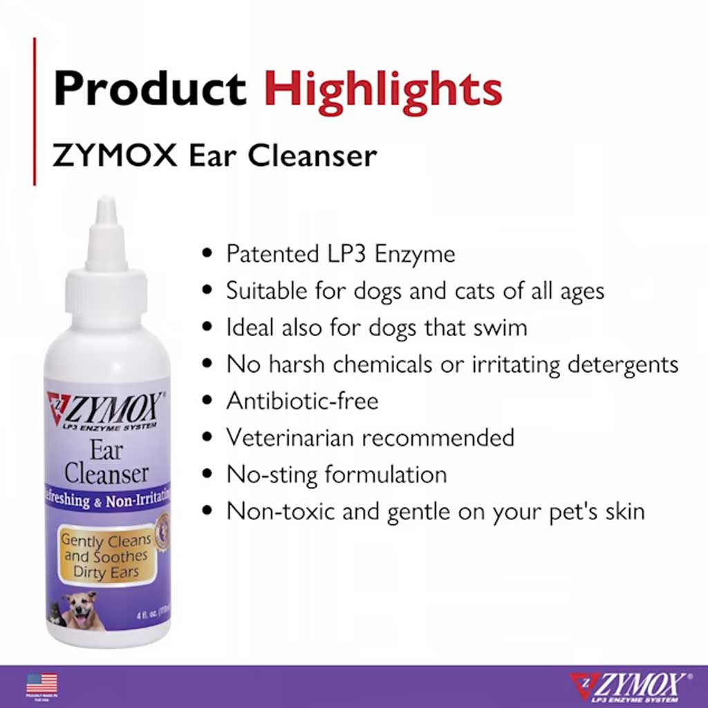 Ear Cleanser 4oz is veterinarian recommended non toxic and gentle on pets skin.
