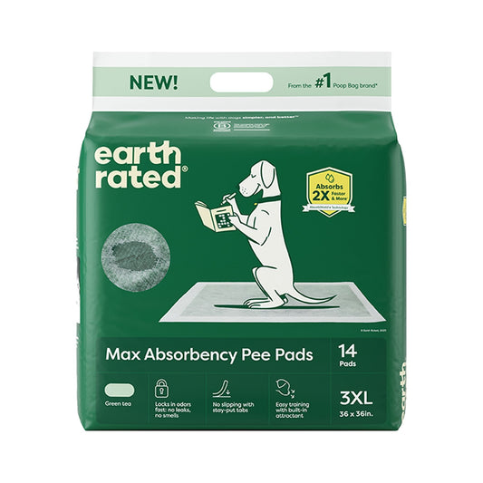Earth Rated Max Absorbency Pee Pads, 14-count 3XL package in green packaging