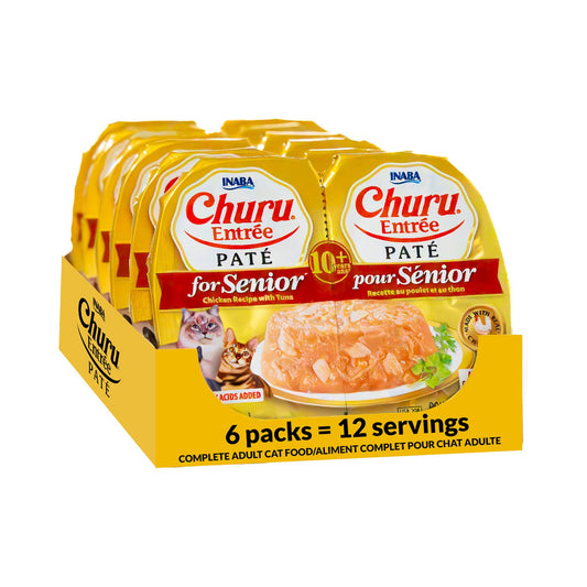 Inaba Churu Entrée paté Chicken with Tuna for Seniors Recipe display box