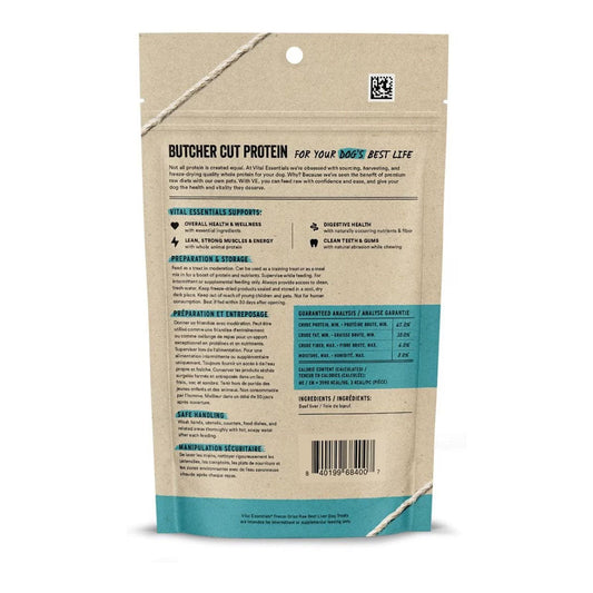 Freeze-dried Beef Liver Treats back of bag