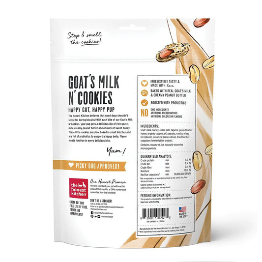 Goat's Milk N' Cookies Peanut Butter & Honey back of bag.