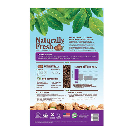 Pellet Unscented Non-Clumping Walnut Cat Litter 26lbs back of bag