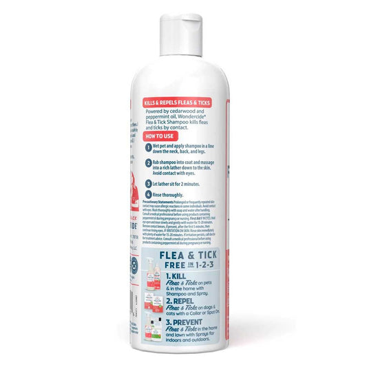Flea & Tick Shampoo 12oz side of the bottle.
