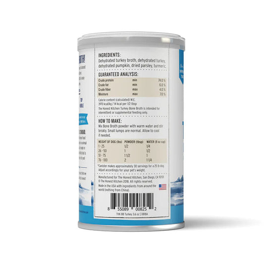 Daily Boosters Turkey Bone Broth 3.6oz back of can
