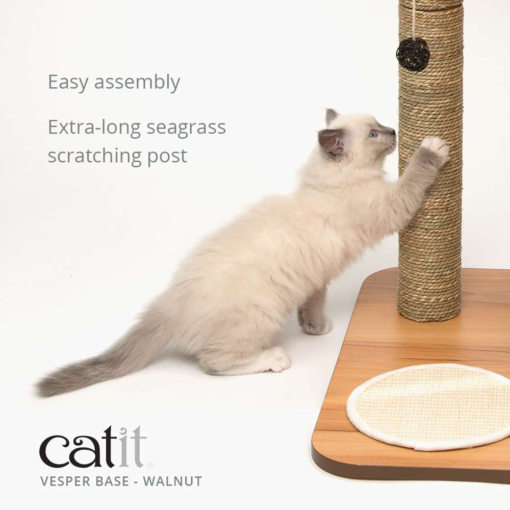 Catit Vesper Base Walnut scratching posts materials.
