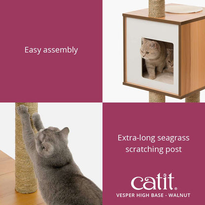 Catit Vesper High Base Walnut assembly.
