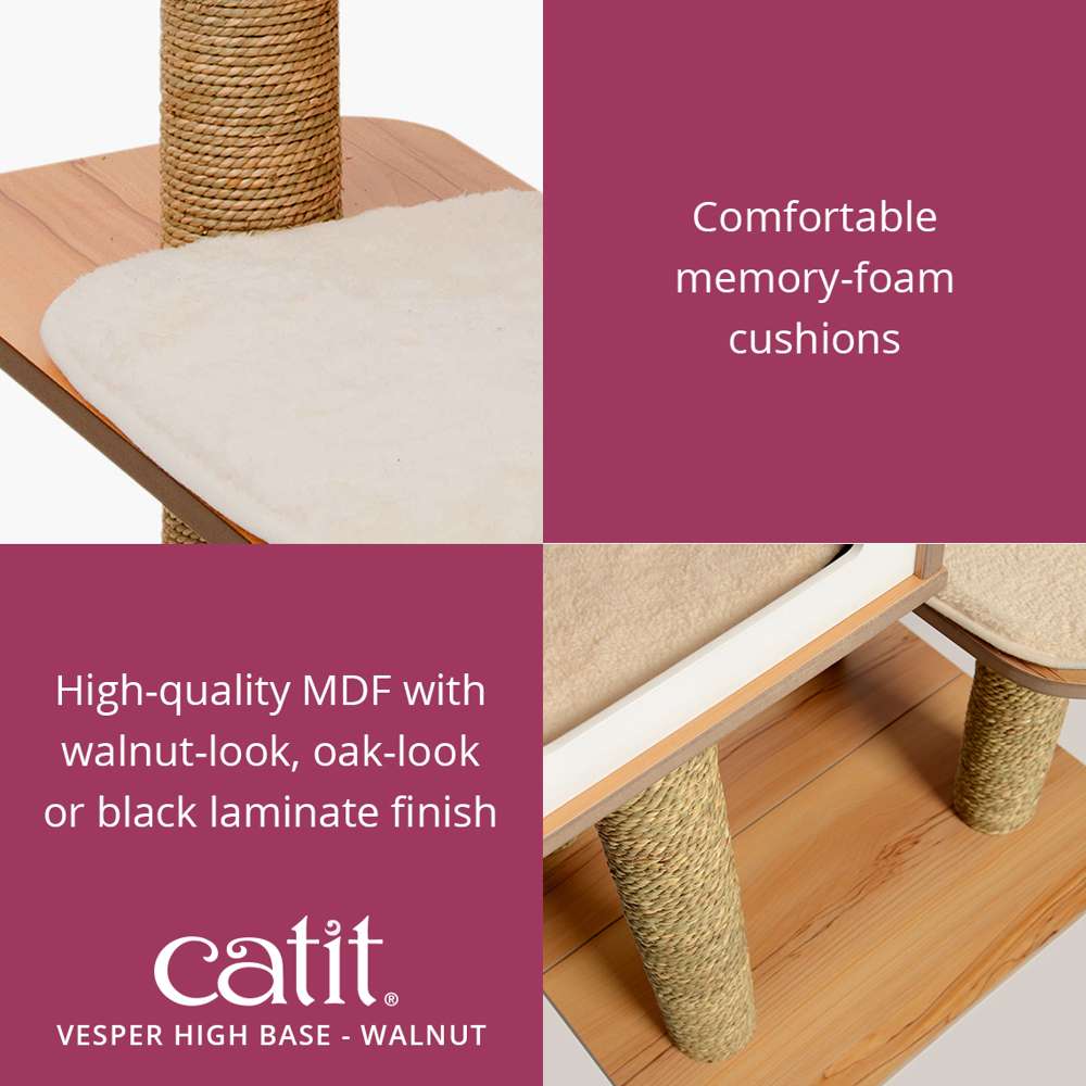 Catit Vesper High Base Walnut material finishes.
