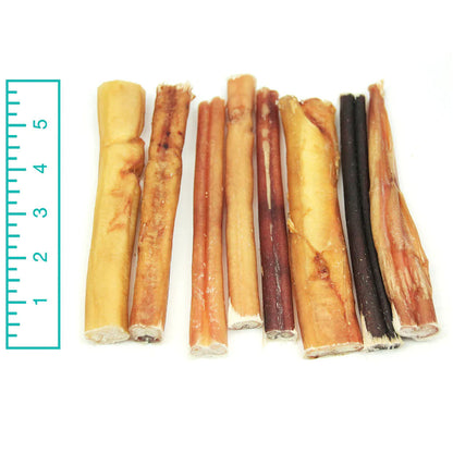 6" Thick Bully Stick Odor Free 8 oz measured by a ruler 