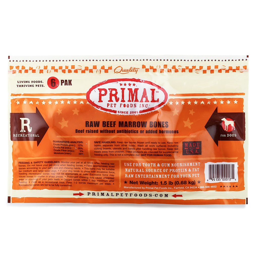 Frozen Raw Beef Marrow 2" Bones 6 Pack