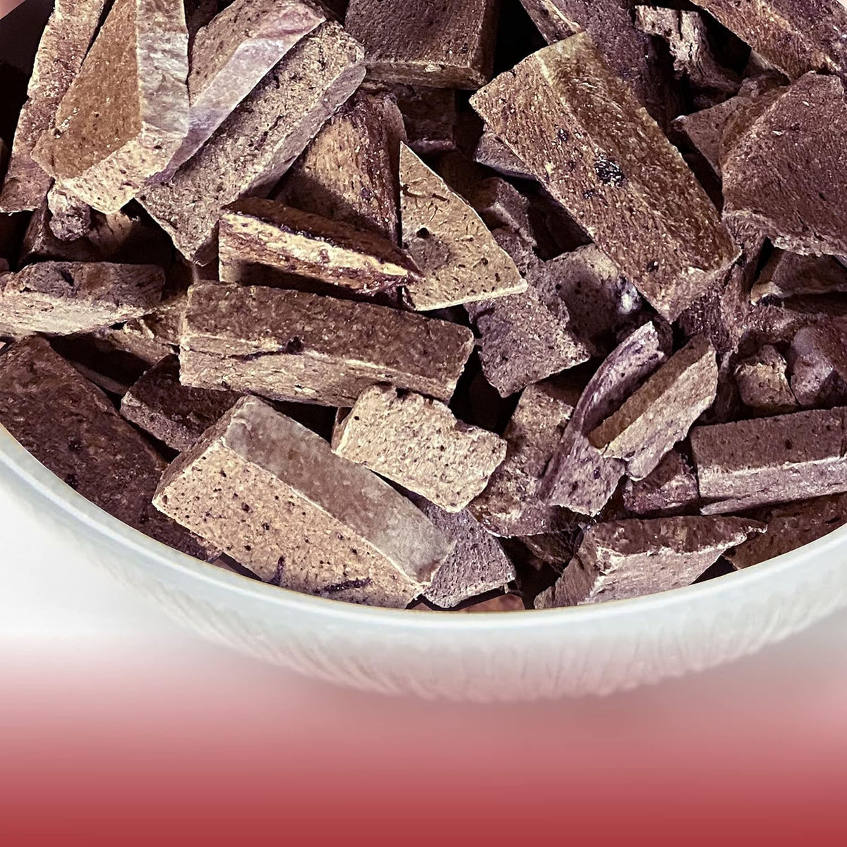 Freeze-dried Beef Liver close up. 