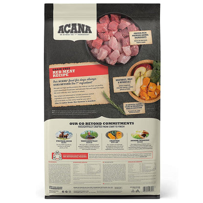 Heritage Red Meat Dry Dog Food back of bag. 