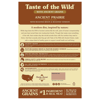 Back of Ancient Prairie with Bison & Venison bag.