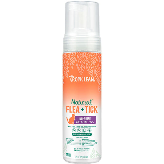 Tropiclean natural flea and tick no-rinse cat shampoo 7.4fl oz