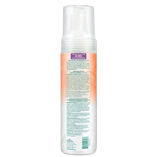 Tropiclean flea and tick no rinse cat shampoo 7.4oz back of bottle