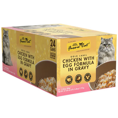 Fussie Cat chicken with egg formula in gravy case of 24 2.8oz cans