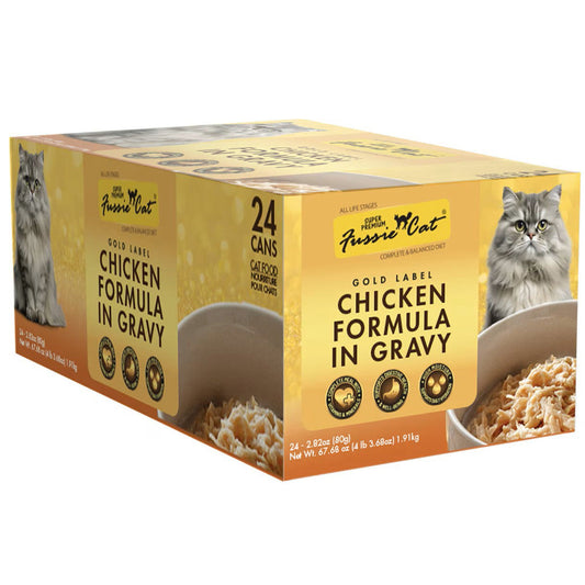 Fussie Cat chicken formula in gravy case of 24 2.8oz cans