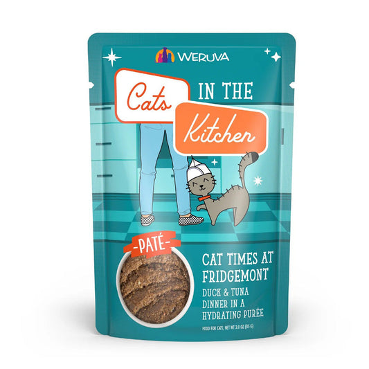Weruva Cats in the Kitchen Cat Times at Fridgemont duck and tuna dinner in a hydrating puree 3 oz pouch
