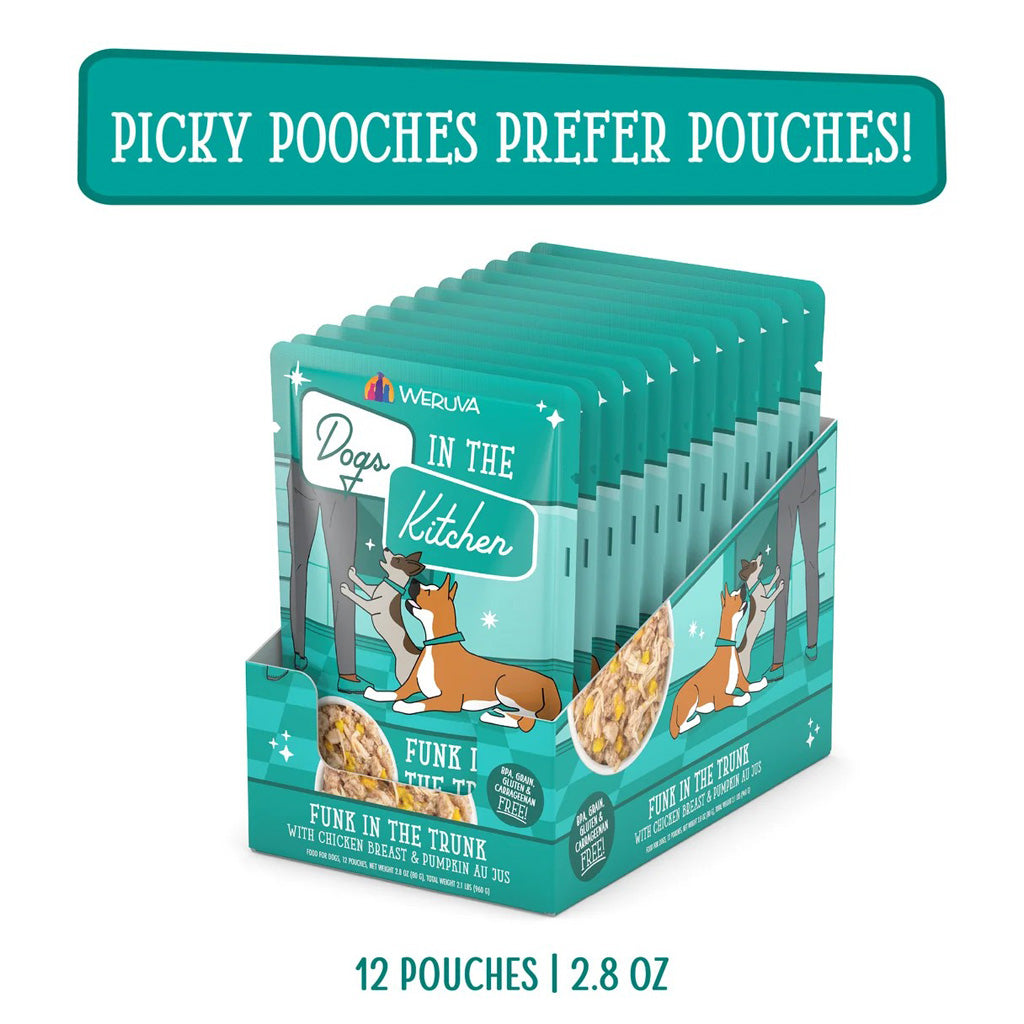 Weruva Funk in the Trunk with chicken breast and pumpkin au jus case of 12 2.8oz pouches