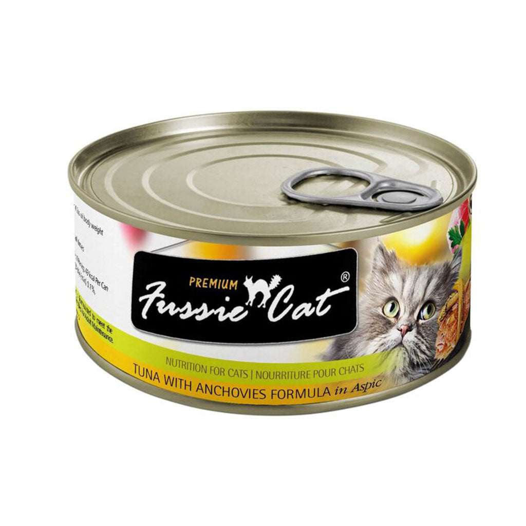 Fussie Cat tuna with anchovies formula in aspic single 2.8oz can