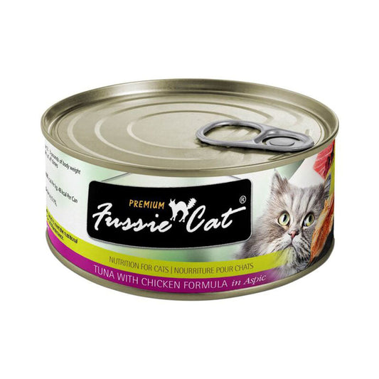 Fussie Cat tuna with chicken formula in aspic single 2.8oz can