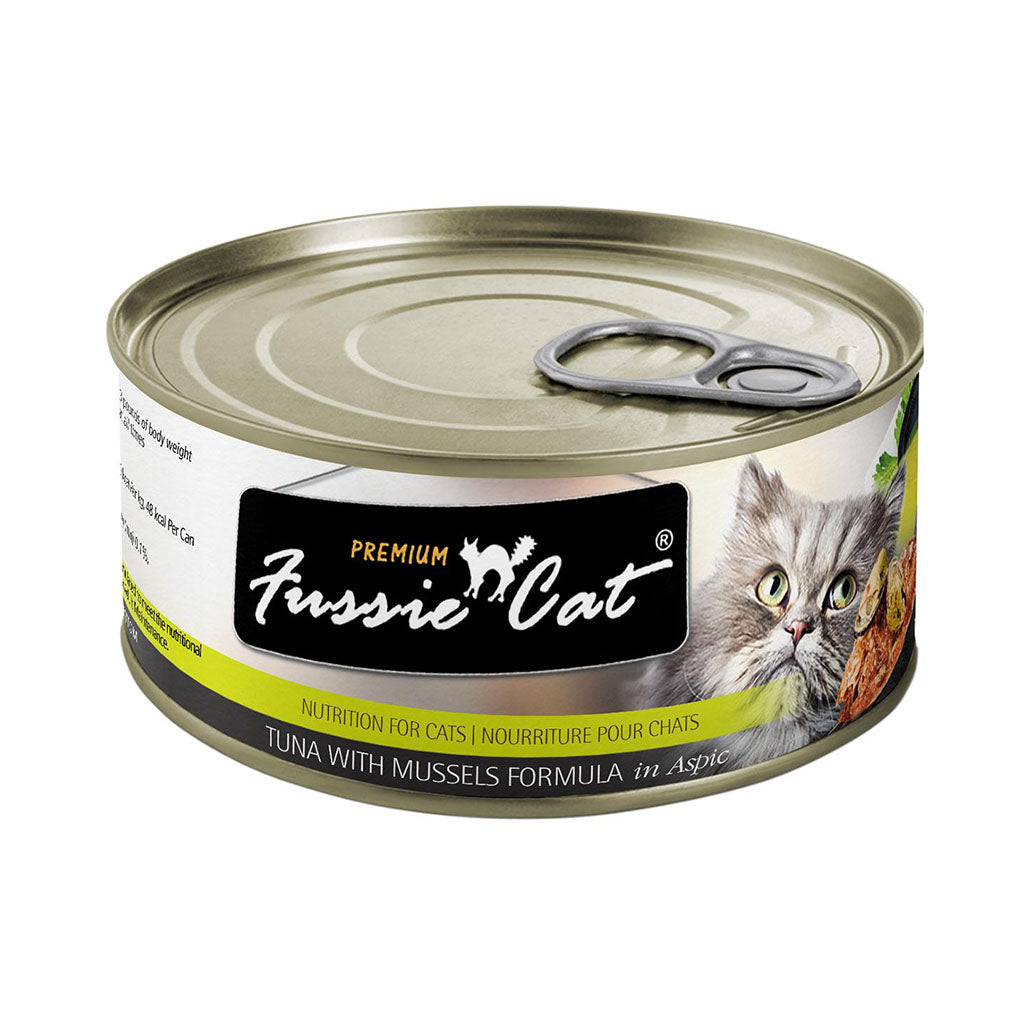 Fussie cat tuna with mussels formula in aspic single 2.8oz can