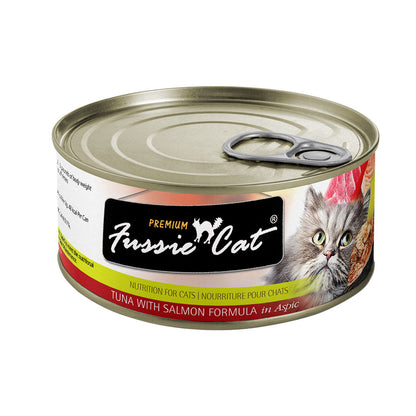 Fussie Cat tuna with salmon formula in aspic single 2.8oz can