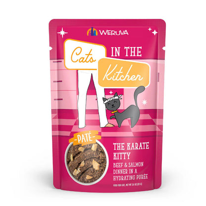 Weruva Cats in the Kitchen The Karate Kitty beef and salmon dinner in a hydrating puree 3oz pouch