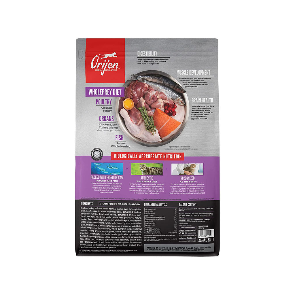 Kitten Grain Free Dry Food 4lb back of bag 