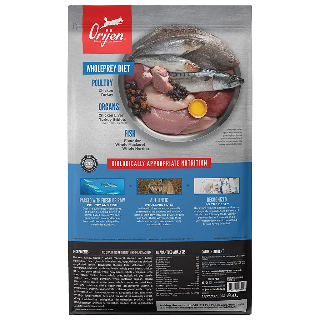 Original Dry Dog Food back of bag 