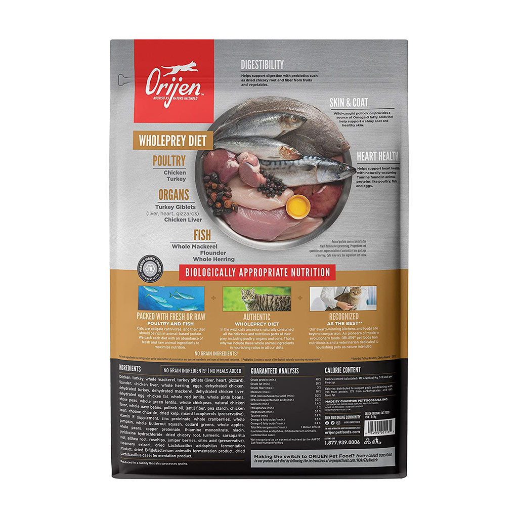 Original for Cats Grain Free Dry Food back of bag