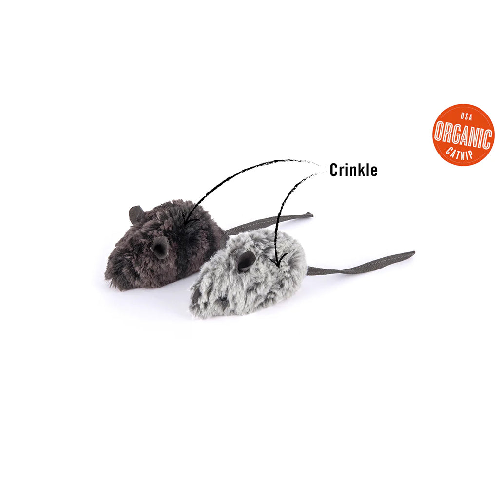 Cat catnip toy in the shape of mice with crinkle sound. 