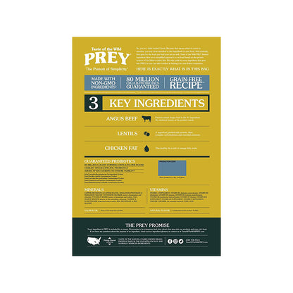 Back of Angus Beef Prey for Cats 6lb bag