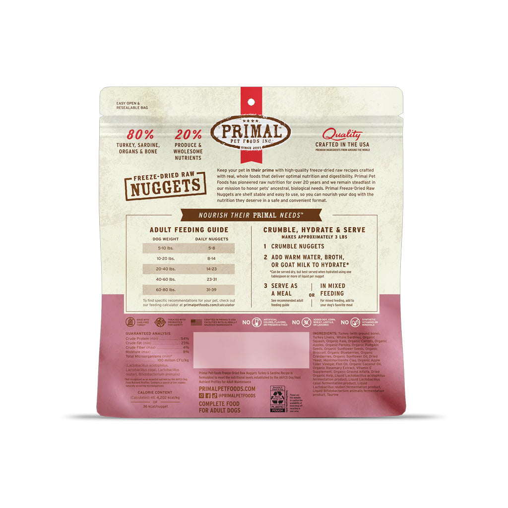 *Turkey & Sardine Freeze-dried Raw Nuggets 14oz