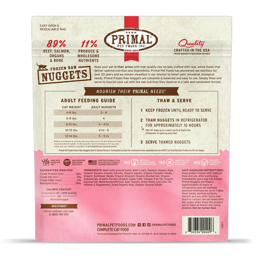 Back of Beef & Salmon Frozen Raw Cat Food 3lb bag